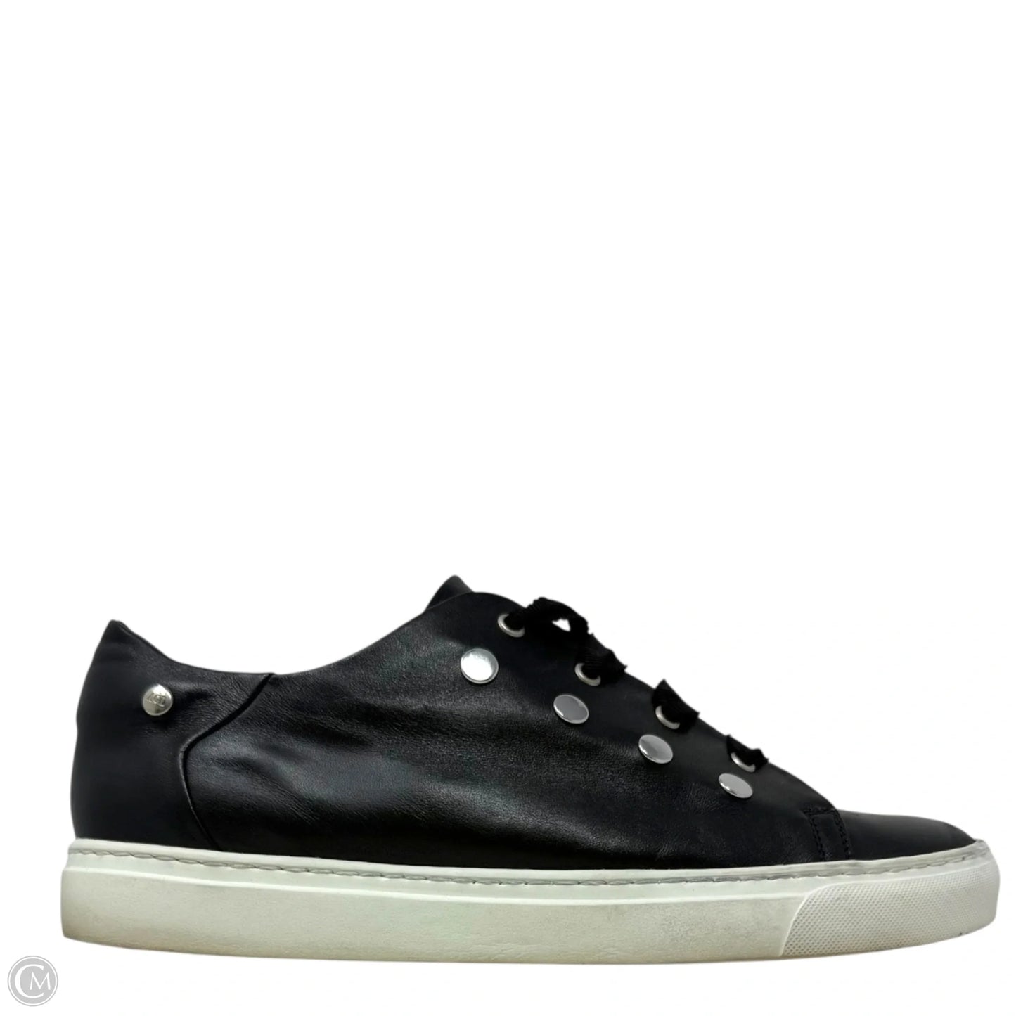 Stud Leather Lace Up Sneakers By Agl In Black, Size: 12