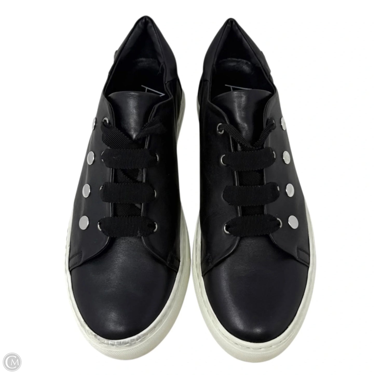 Stud Leather Lace Up Sneakers By Agl In Black, Size: 12