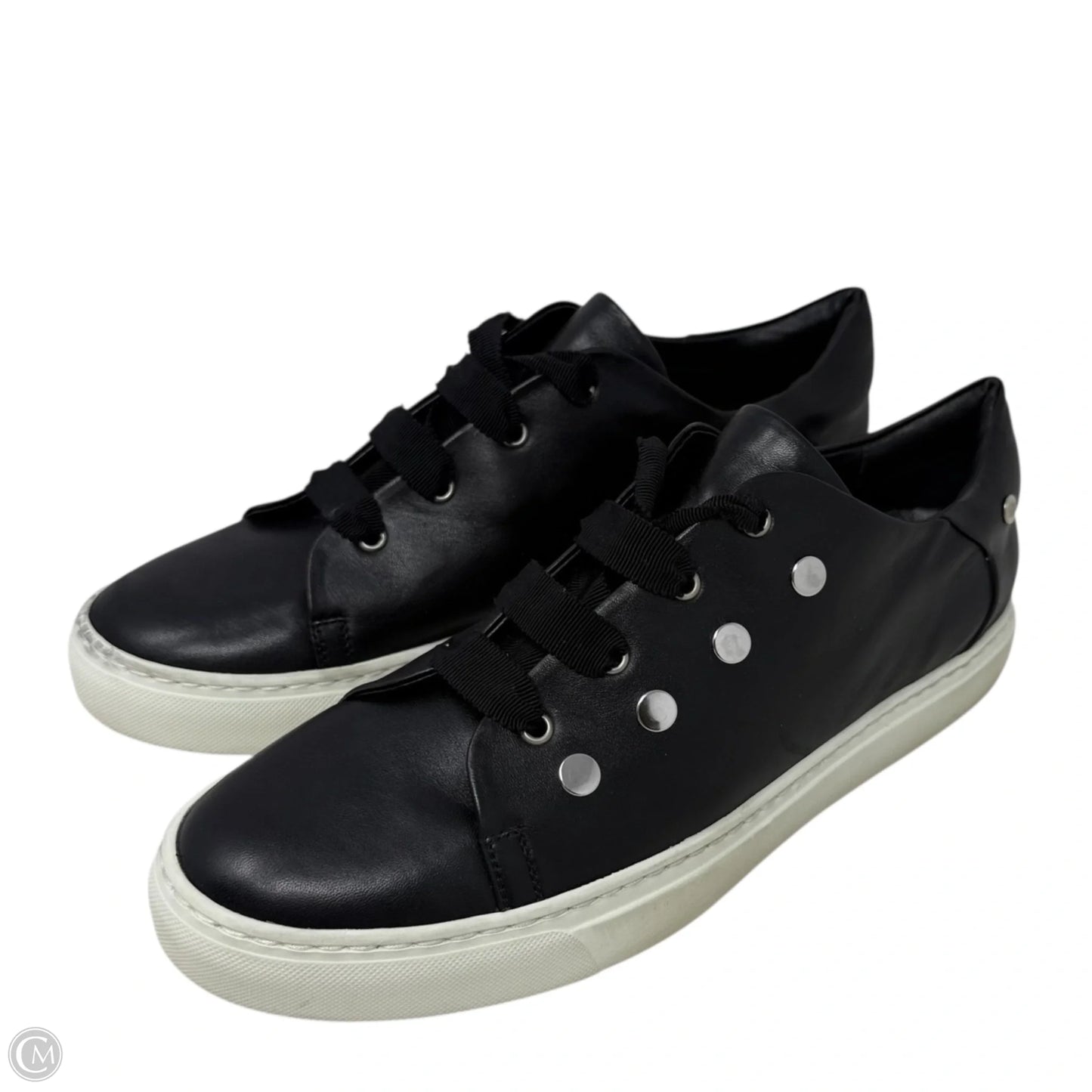 Stud Leather Lace Up Sneakers By Agl In Black, Size: 12