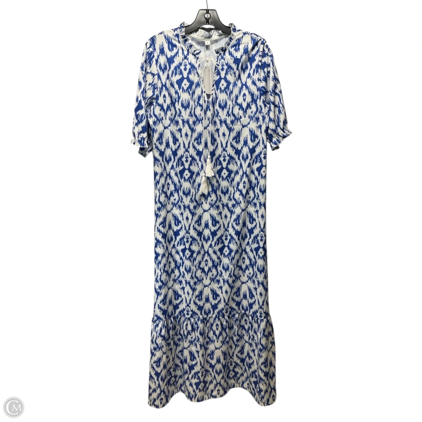Dress Maxi Unbranded in Blue & White, Size: L