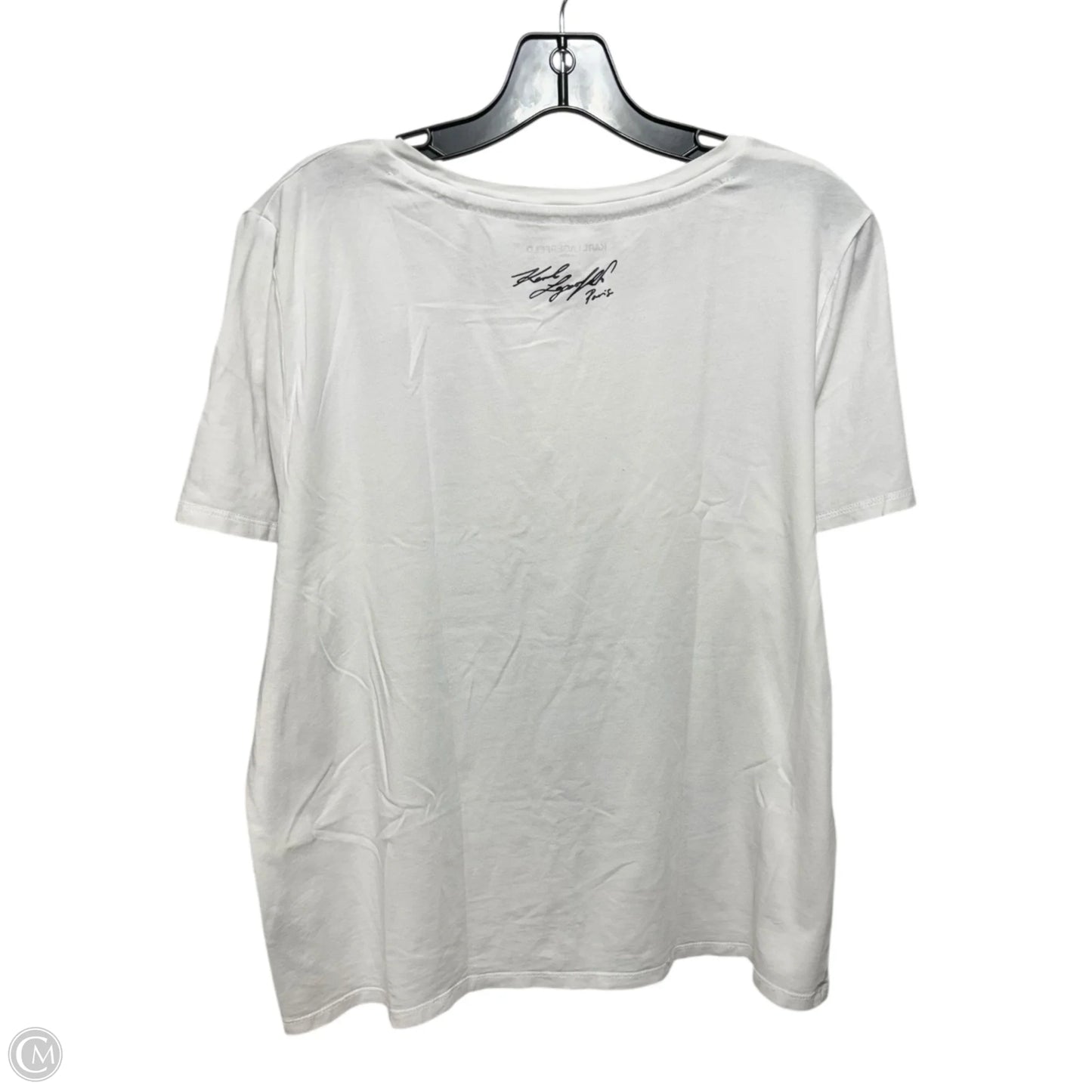 Top Short Sleeve Designer By Karl Lagerfeld In Black & White, Size: Xl
