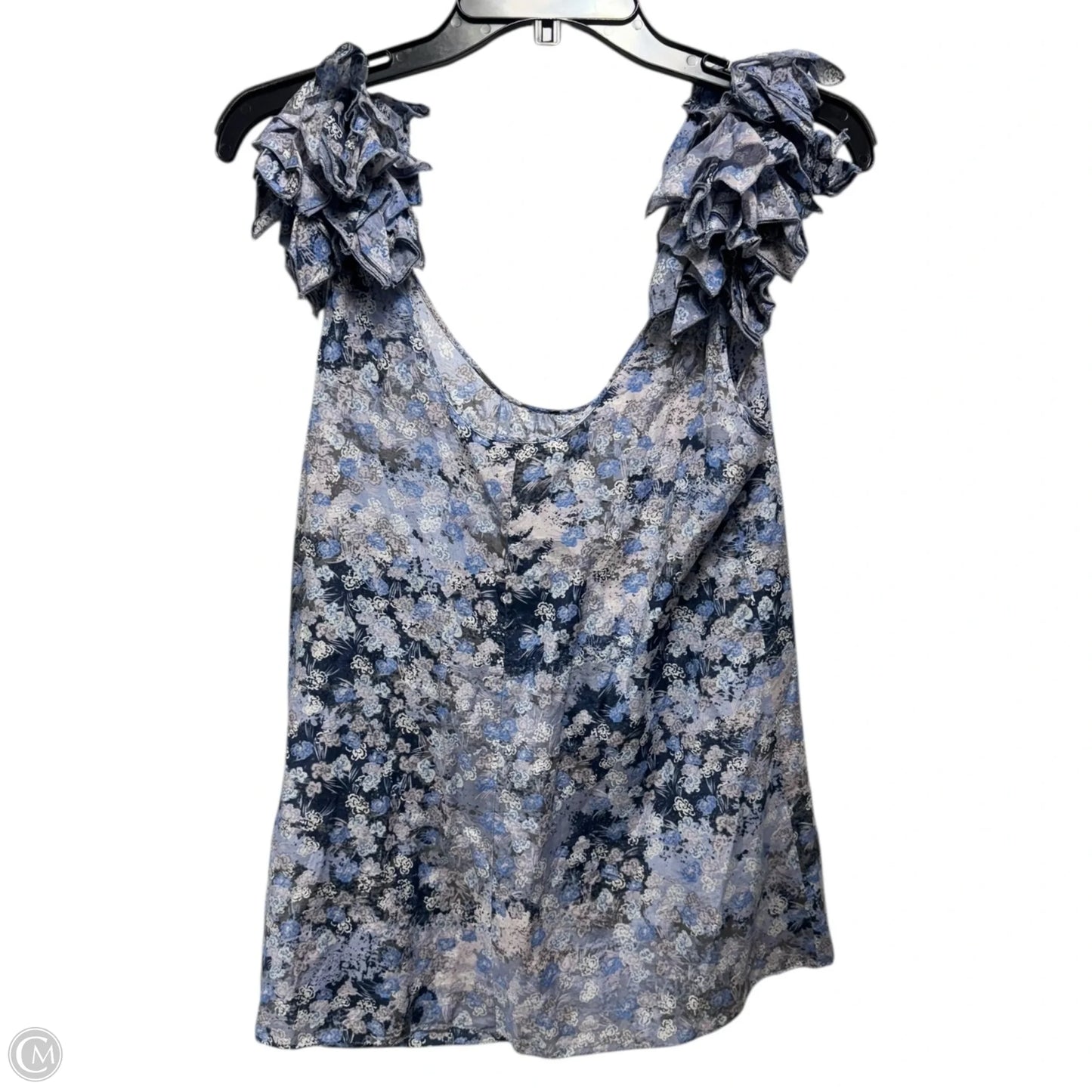Cotton-silk Blend Top Sleeveless By Banana Republic In Blue, Size: M