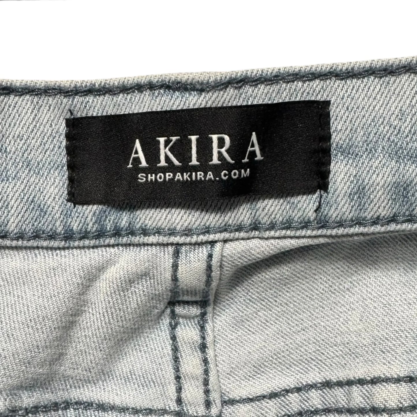 Hidden Faces Embroidery Detailed Straight Leg Jeans By Akira In Blue Denim, Size: 17/32