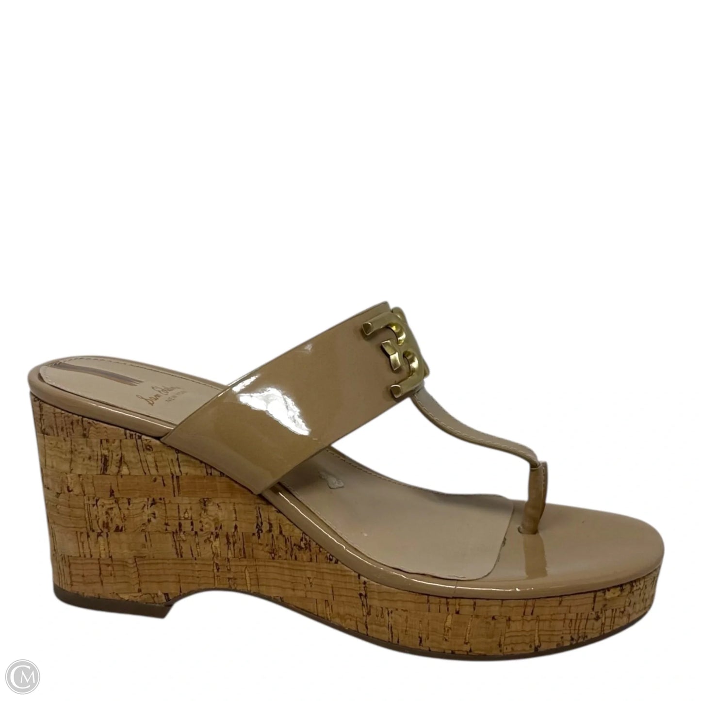 Yardlie Patent Cork Platform Wedge Sandals By Sam Edelman In Tan, Size: 6.5