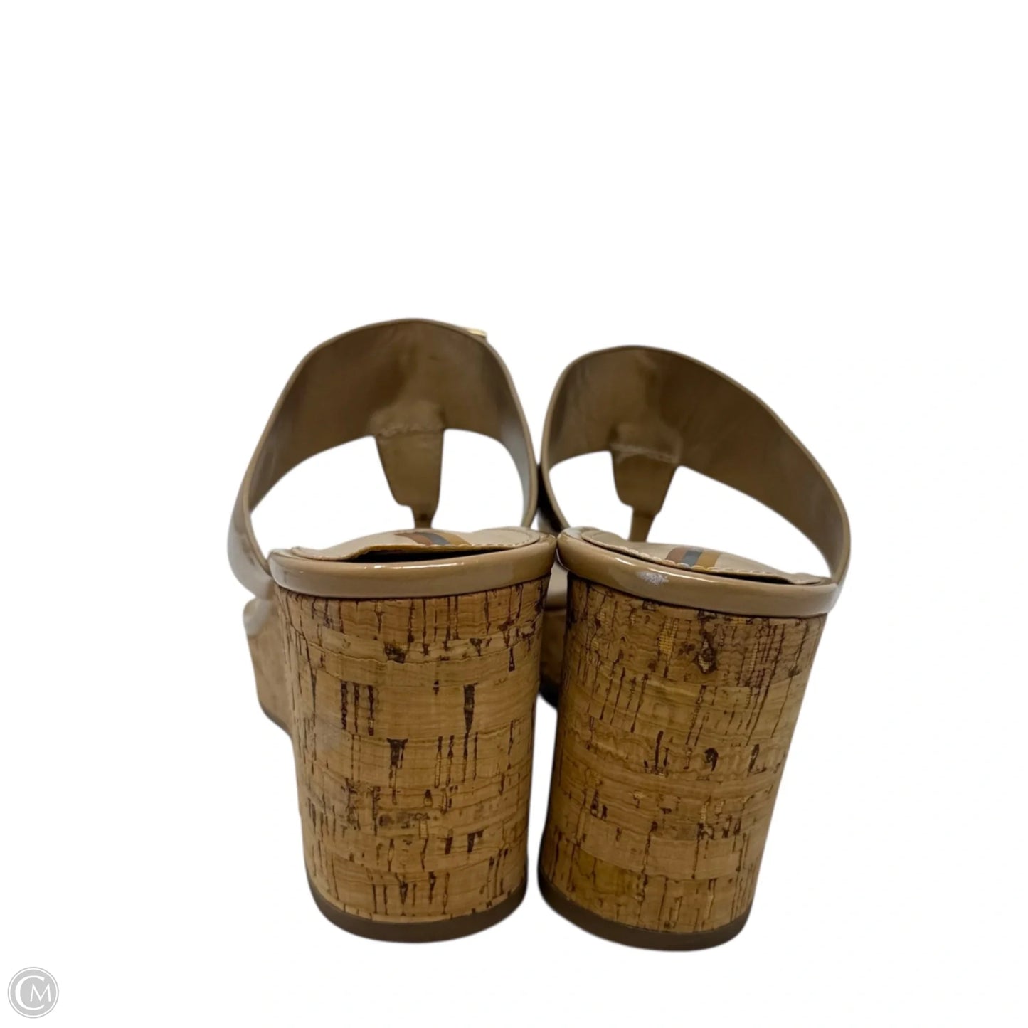 Yardlie Patent Cork Platform Wedge Sandals By Sam Edelman In Tan, Size: 6.5