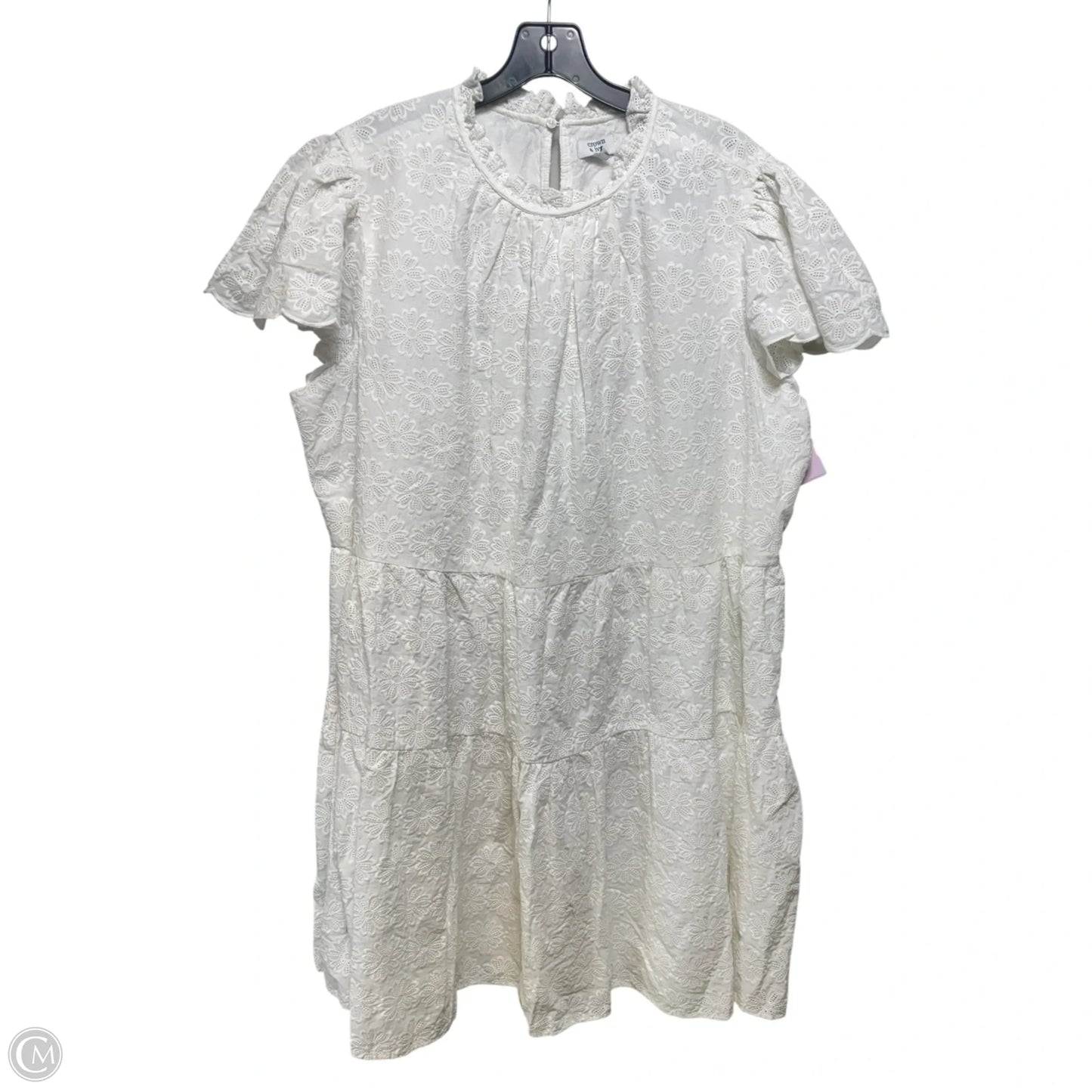 Eyelet Dress Casual Short By Crown And Ivy In White, Size: 3x