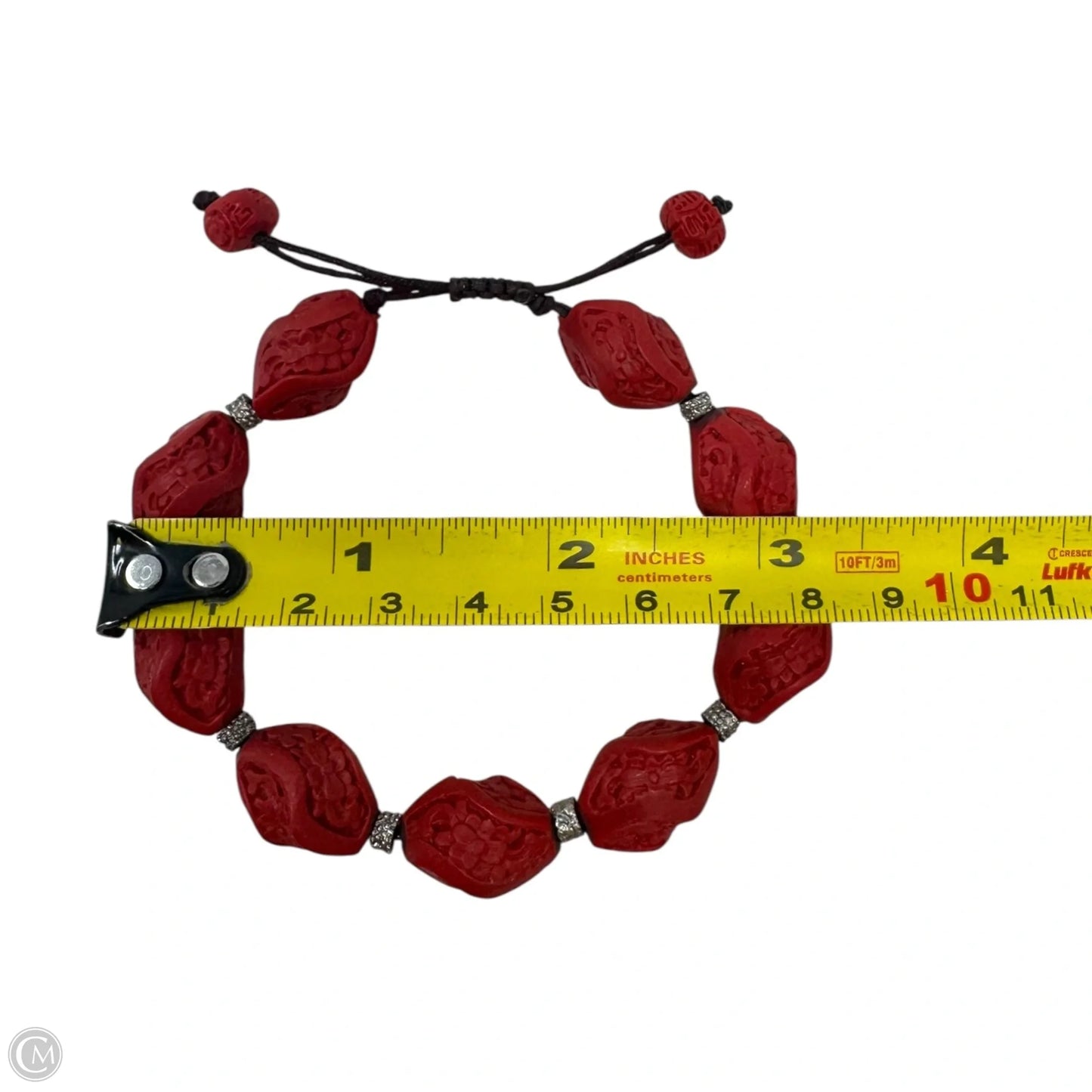 Carved Red Bead Slider Bracelet