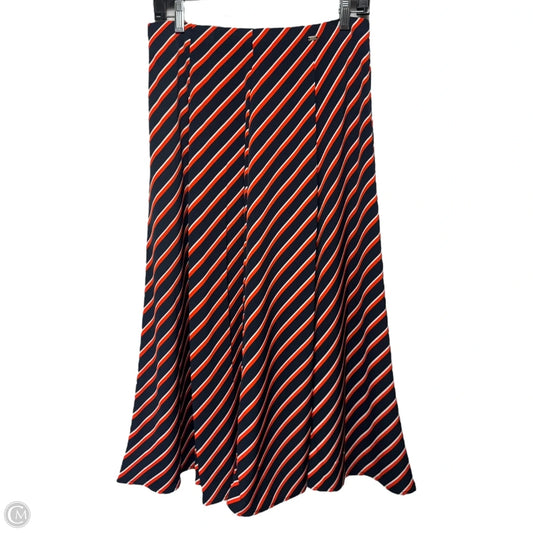 Striped A-Line Midi Skirt By Tommy Hilfiger In Sky Captain Flame Orange Stripe, Size: 6