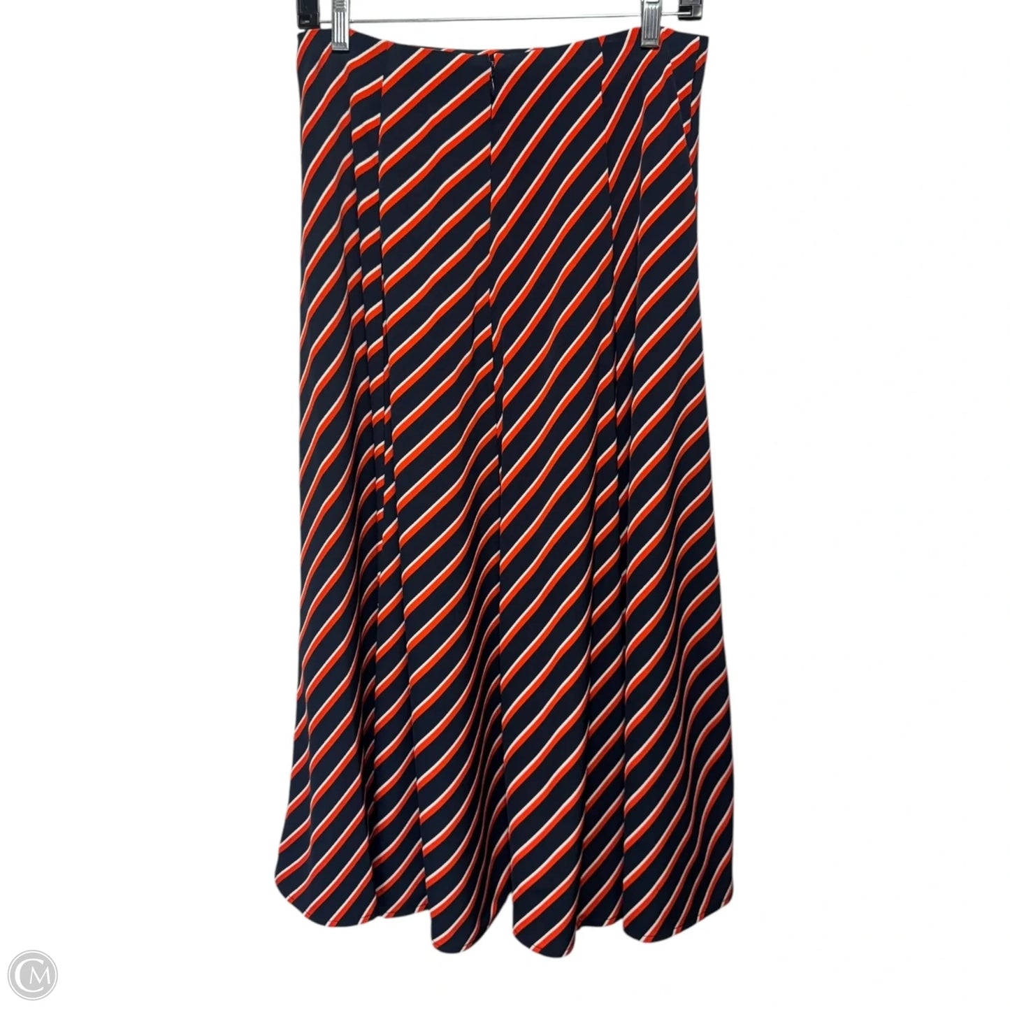 Striped A-Line Midi Skirt By Tommy Hilfiger In Sky Captain Flame Orange Stripe, Size: 6