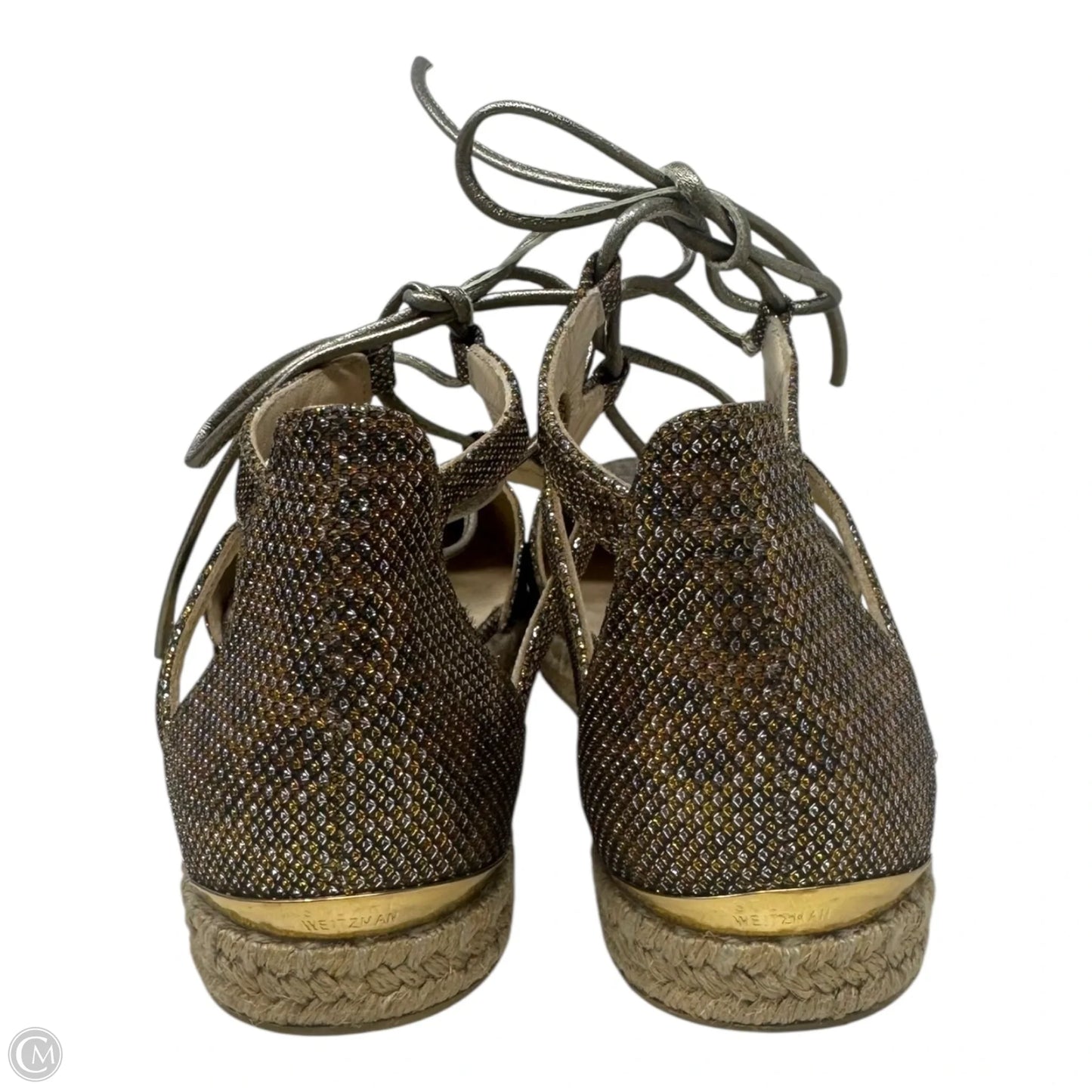 Walkmyway Lace Up Espadrille Shoes Designer By Stuart Weitzman In Metallic Leopard, Size: 7