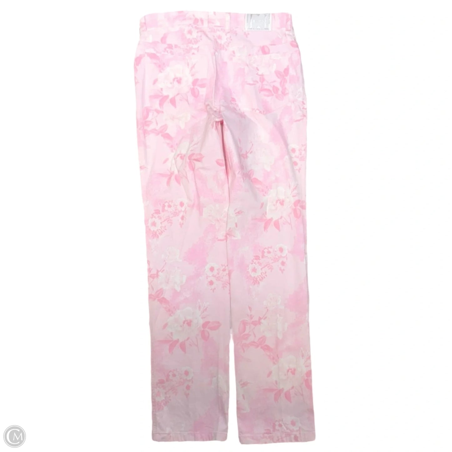 Straight Leg High Rise Pants In Pink Floral Print Designer By Escada In Pink, Size: 6