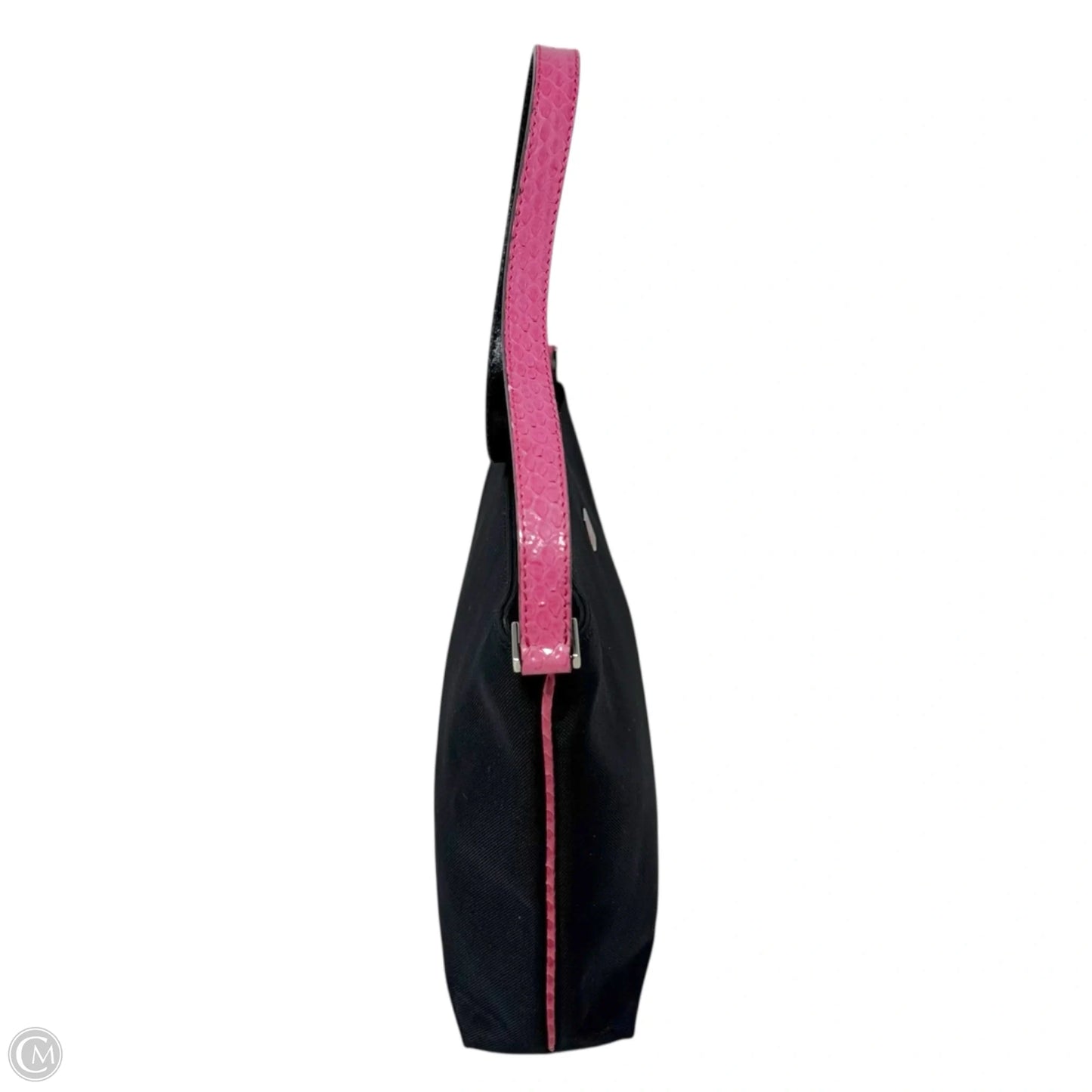 Vintage Signature Spade Shoulder Bag With Pink Snake Leather trim Handbag Designer By Kate Spade, Size: Small