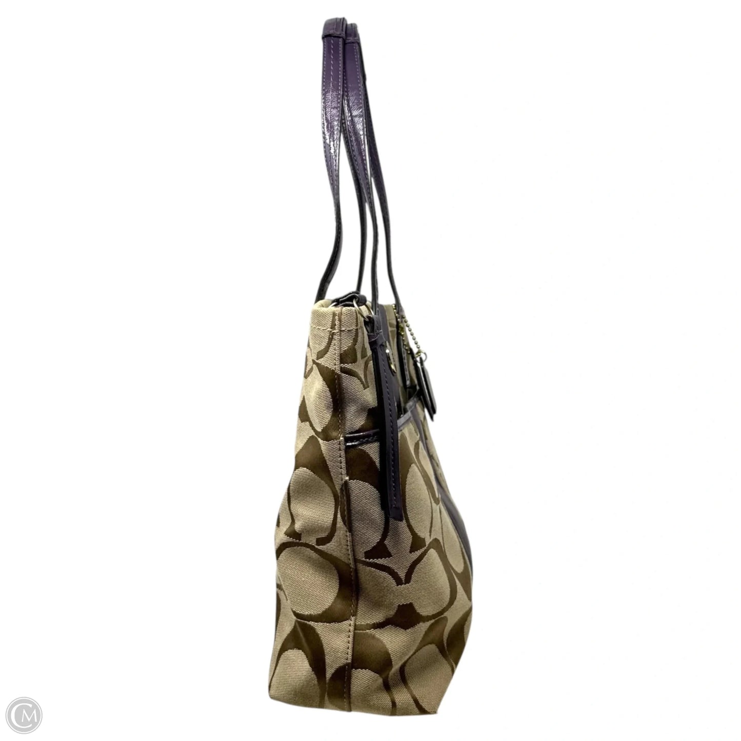 Vintage Signature Stripe Tote Designer By Coach, Size: Medium