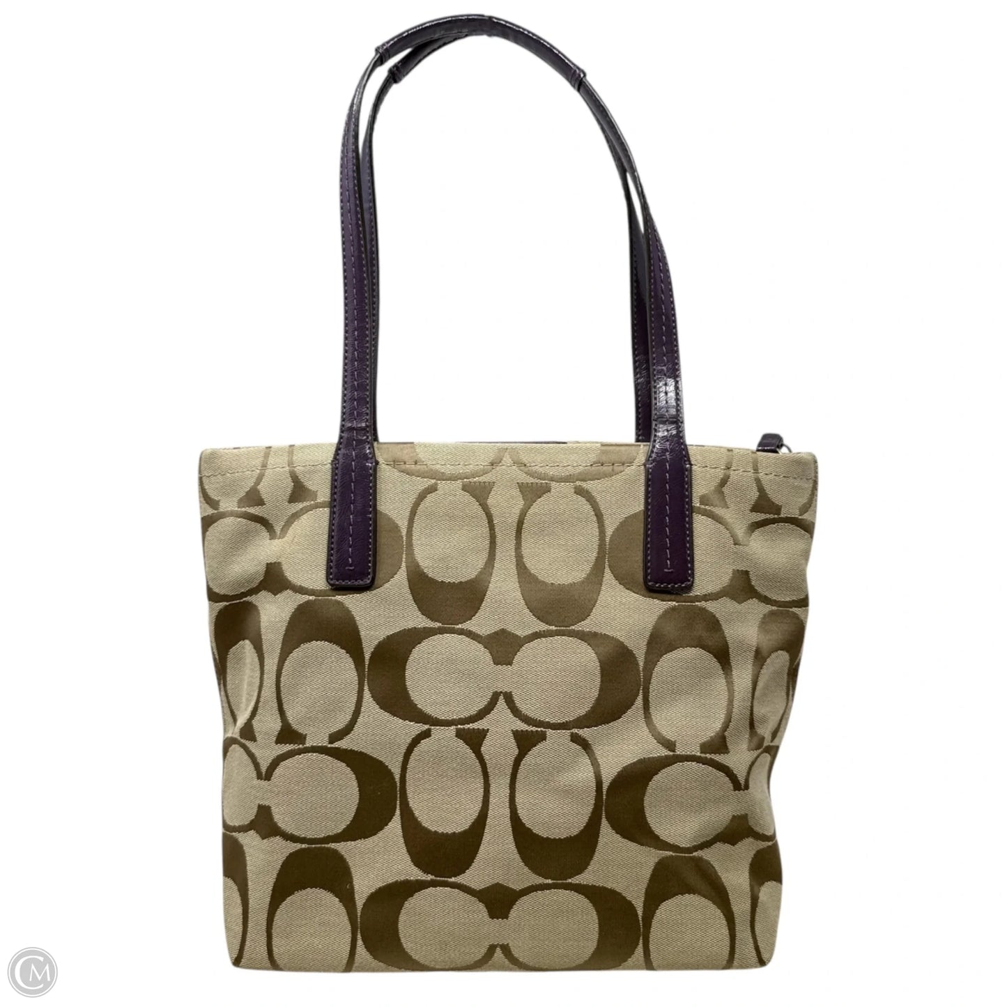 Vintage Signature Stripe Tote Designer By Coach, Size: Medium