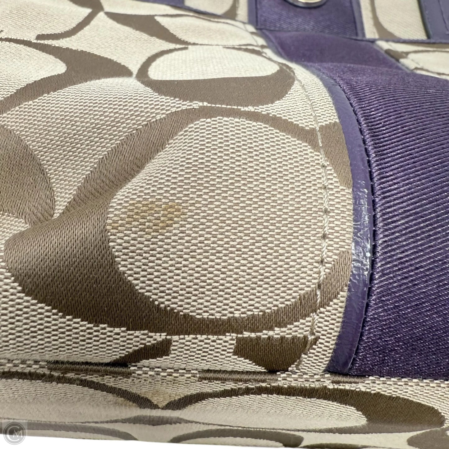 Vintage Signature Stripe Tote Designer By Coach, Size: Medium