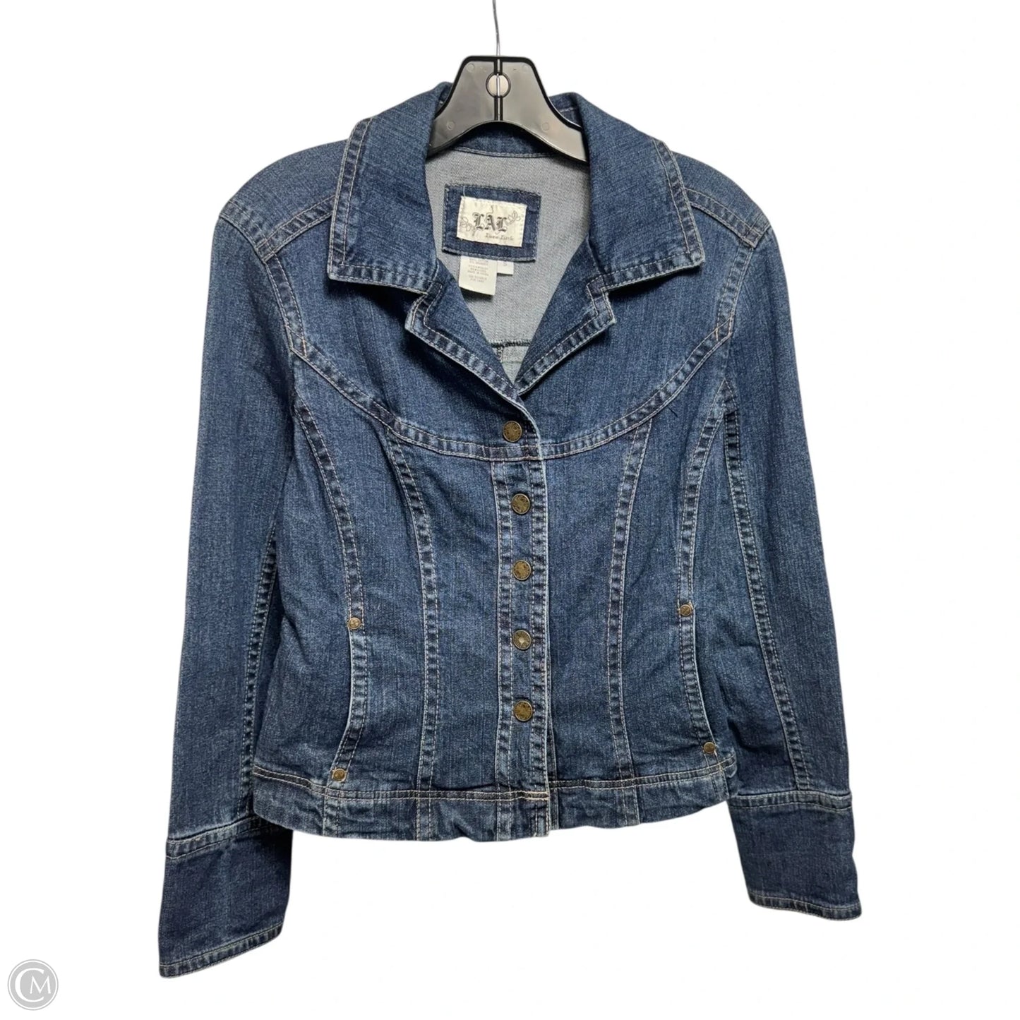 Fitted Stretch Denim Jacket By Live A Little In Blue Denim, Size: S