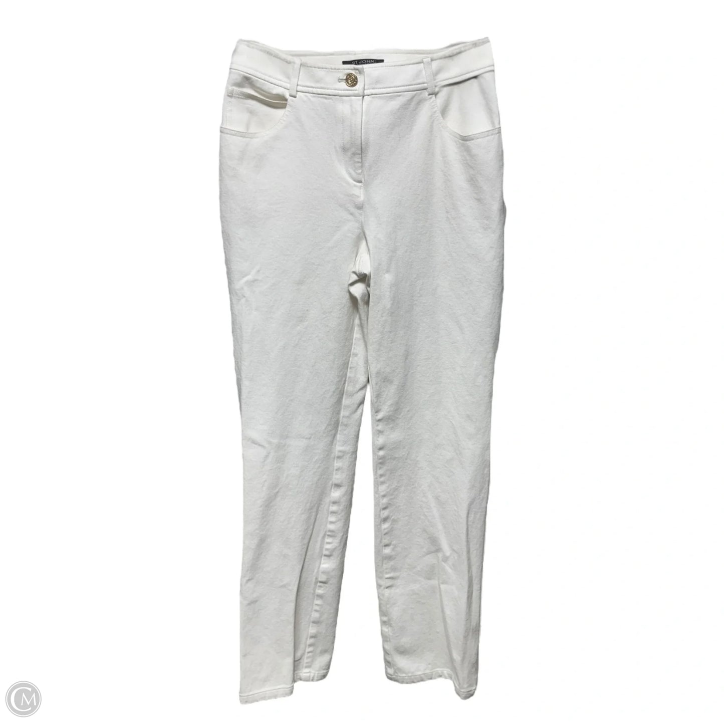 Denim Stretch Pants Designer By St John Caviar In Eggshell, Size: 2