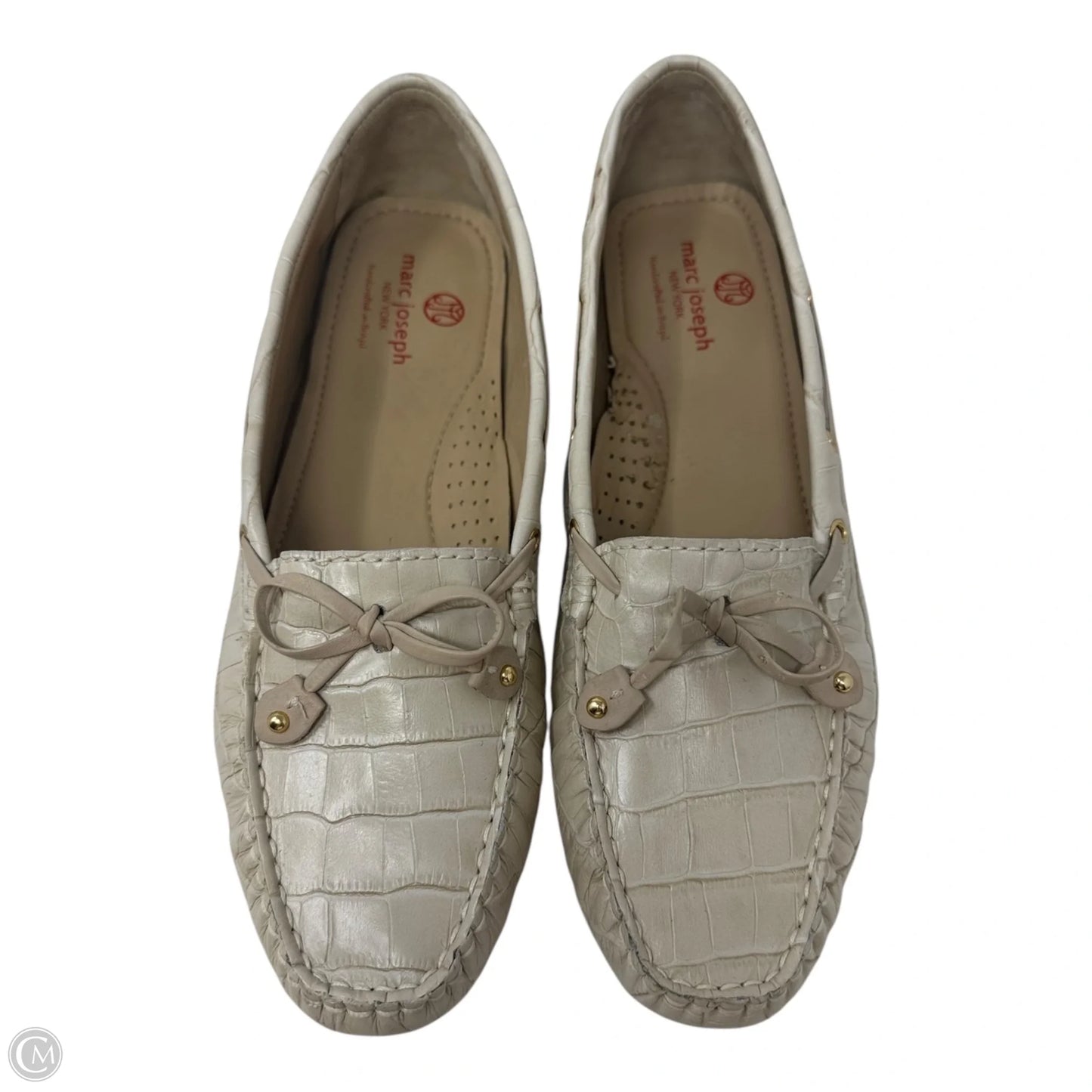 Cypress Hill Croc Driving Loafers By Marc Joseph In Cream, Size: 10.5