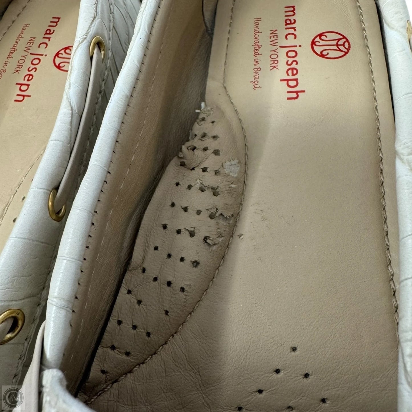 Cypress Hill Croc Driving Loafers By Marc Joseph In Cream, Size: 10.5
