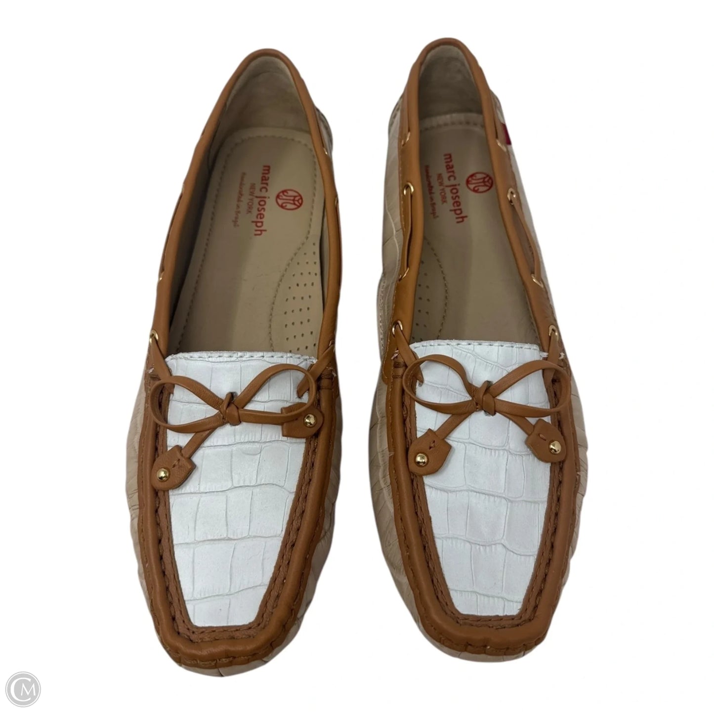 Cypress Hill Mosaic Croc Driving Loafers By Marc Joseph In Brown & Cream, Size: 10.5
