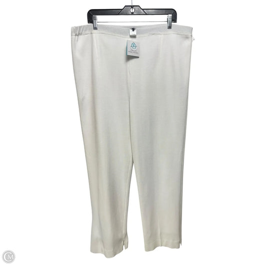 Knit Straight-Leg Ankle Pants By Ming Wang In White, Size: 1X