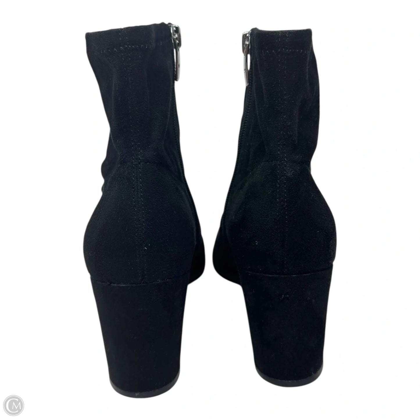 Faux Suede Boots Ankle Heels By Marc Fisher In Black, Size: 8