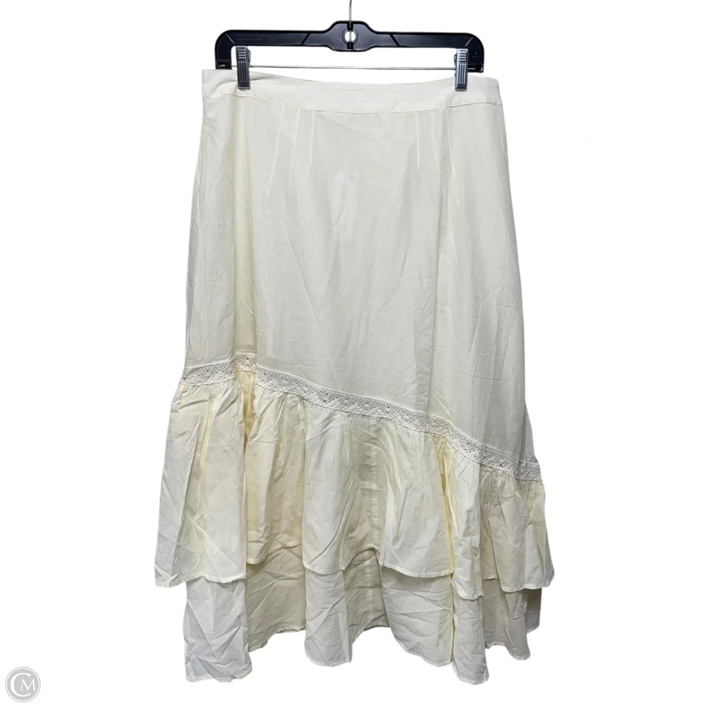 Alia Chiffon Asymmetrical Maxi Skirt By Kimichi Blue In Cream, Size: M