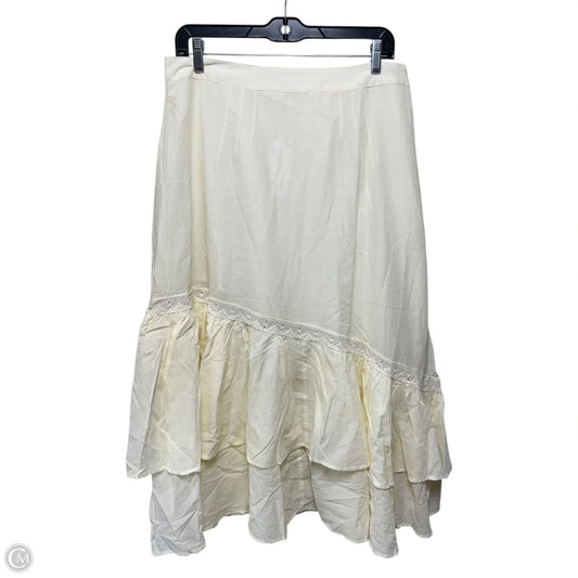 Alia Chiffon Asymmetrical Maxi Skirt By Kimchi Blue In Cream, Size: M