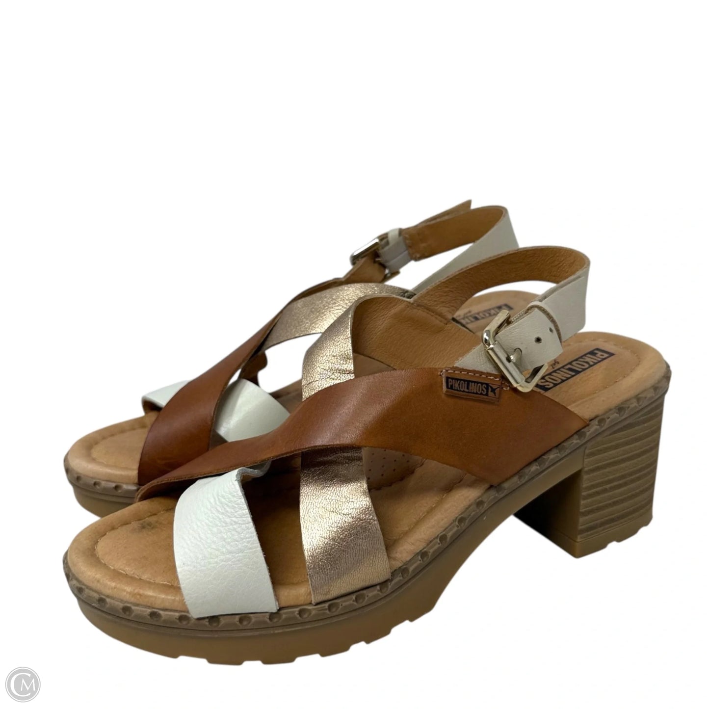 Canaria Mid Heel Sandals By Pikolinos In Cream & Tan, Size: 10