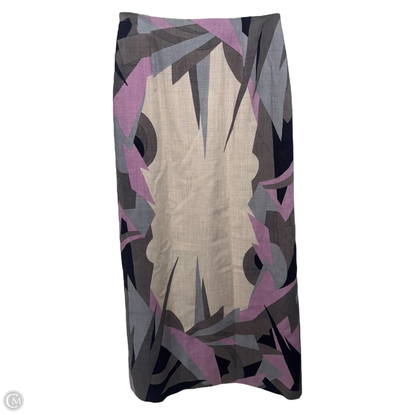 Abstract Print Wool Skirt Maxi By Mondi In Multi-colored, Size: 4