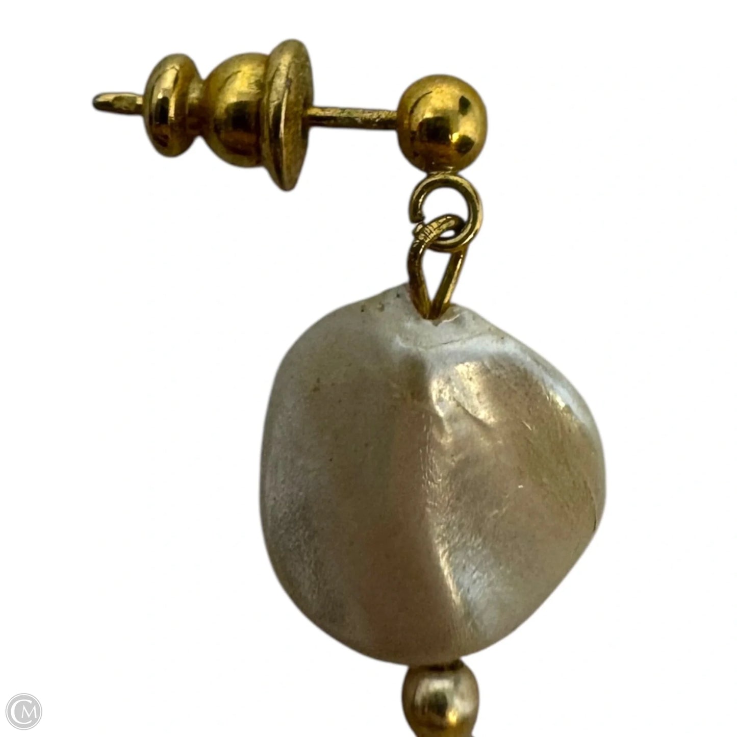 Pearlescent & Gold Tone Dangle Earrings