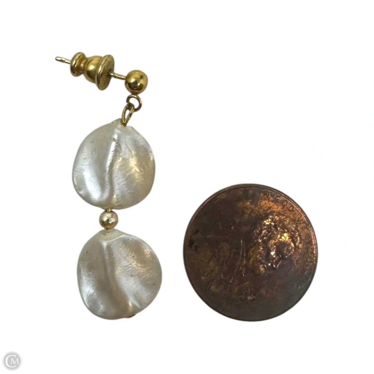 Pearlescent & Gold Tone Dangle Earrings