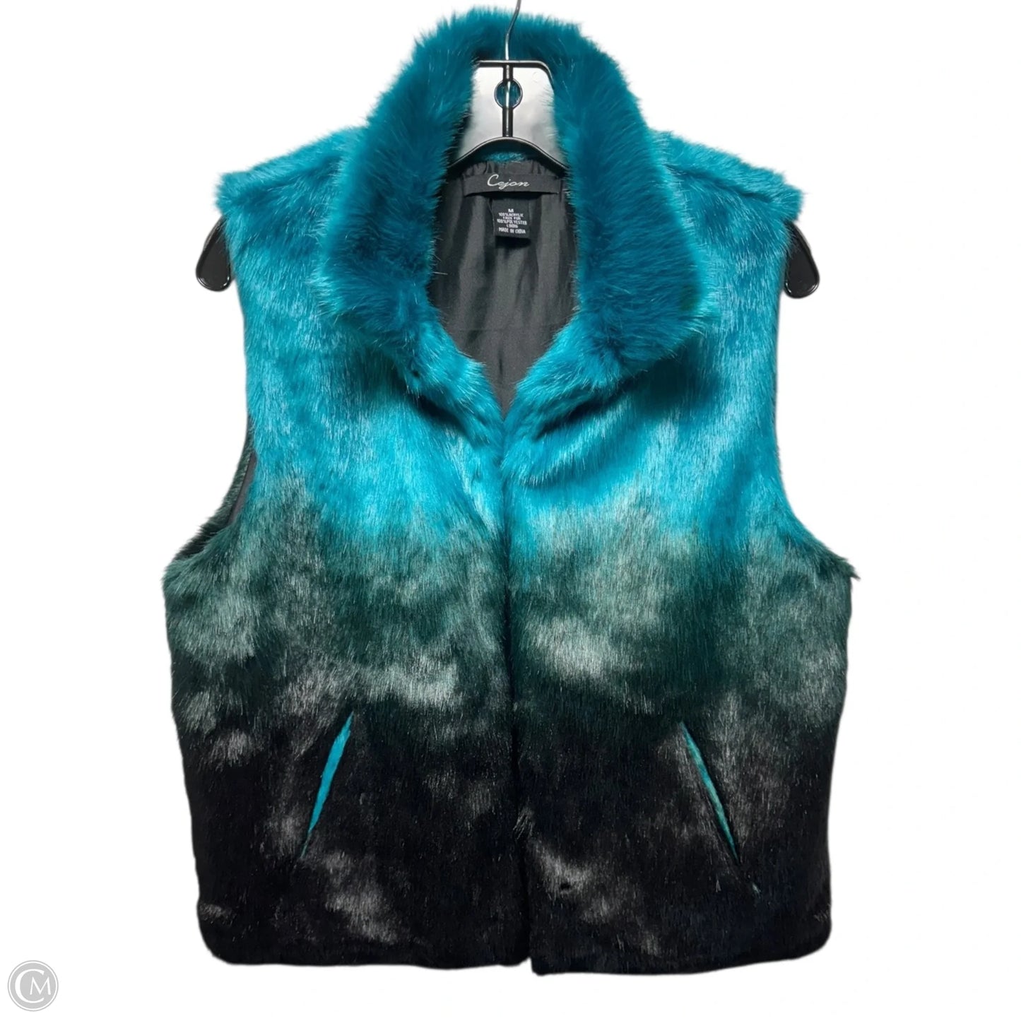 Vest Faux Fur & Sherpa By Cejon In Aqua, Size: M
