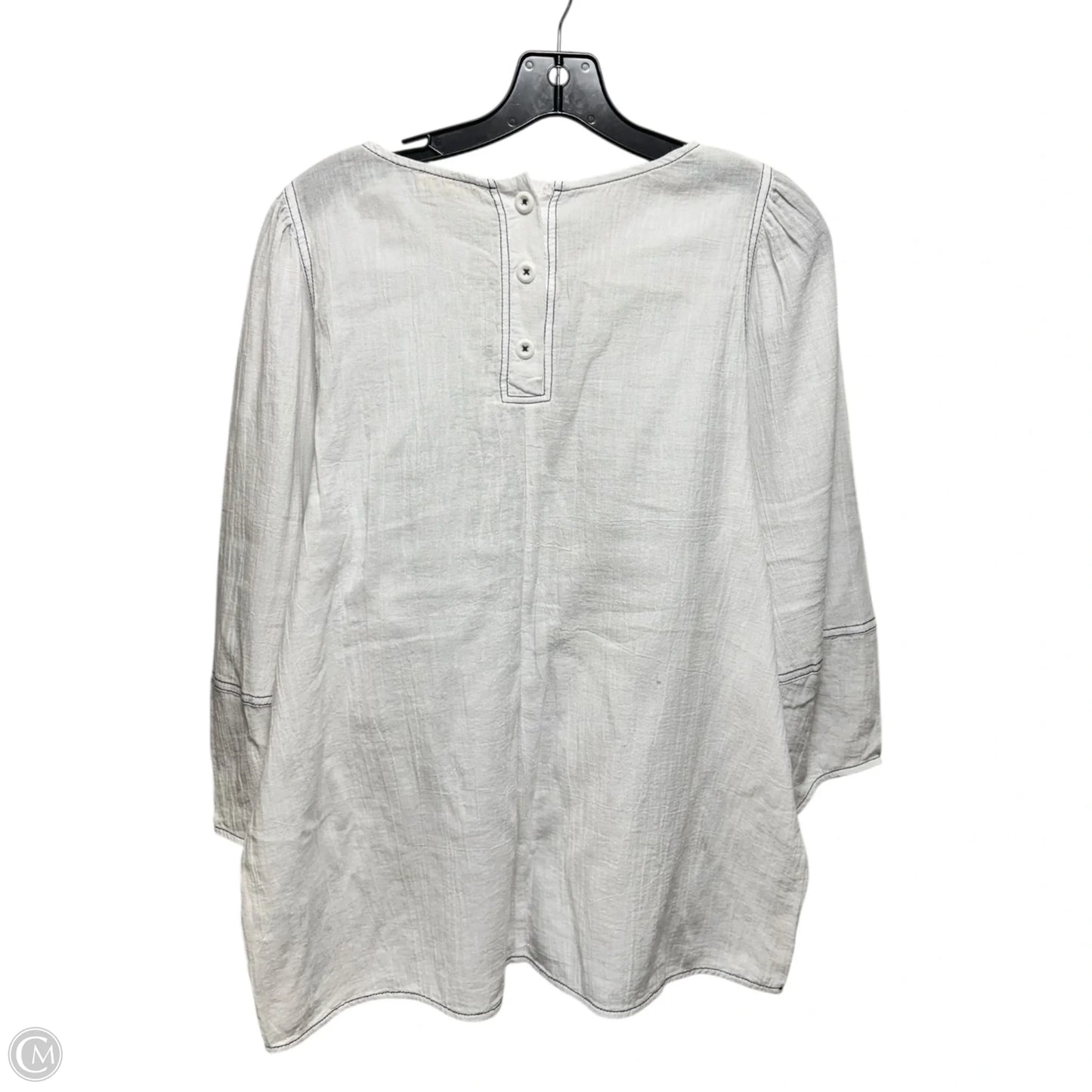 Cotton Gauze Top 3/4 Sleeve By Cotton Bleu In White, Size: M