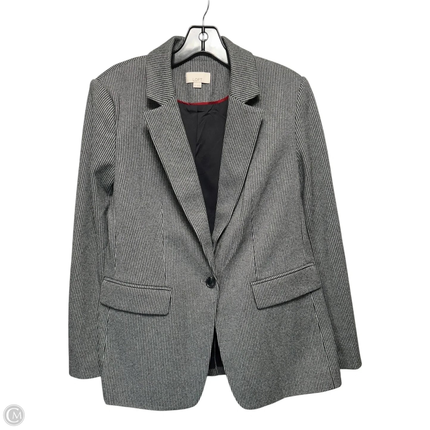 Elbow Patch Blazer By Loft In Black & Grey, Size: 8
