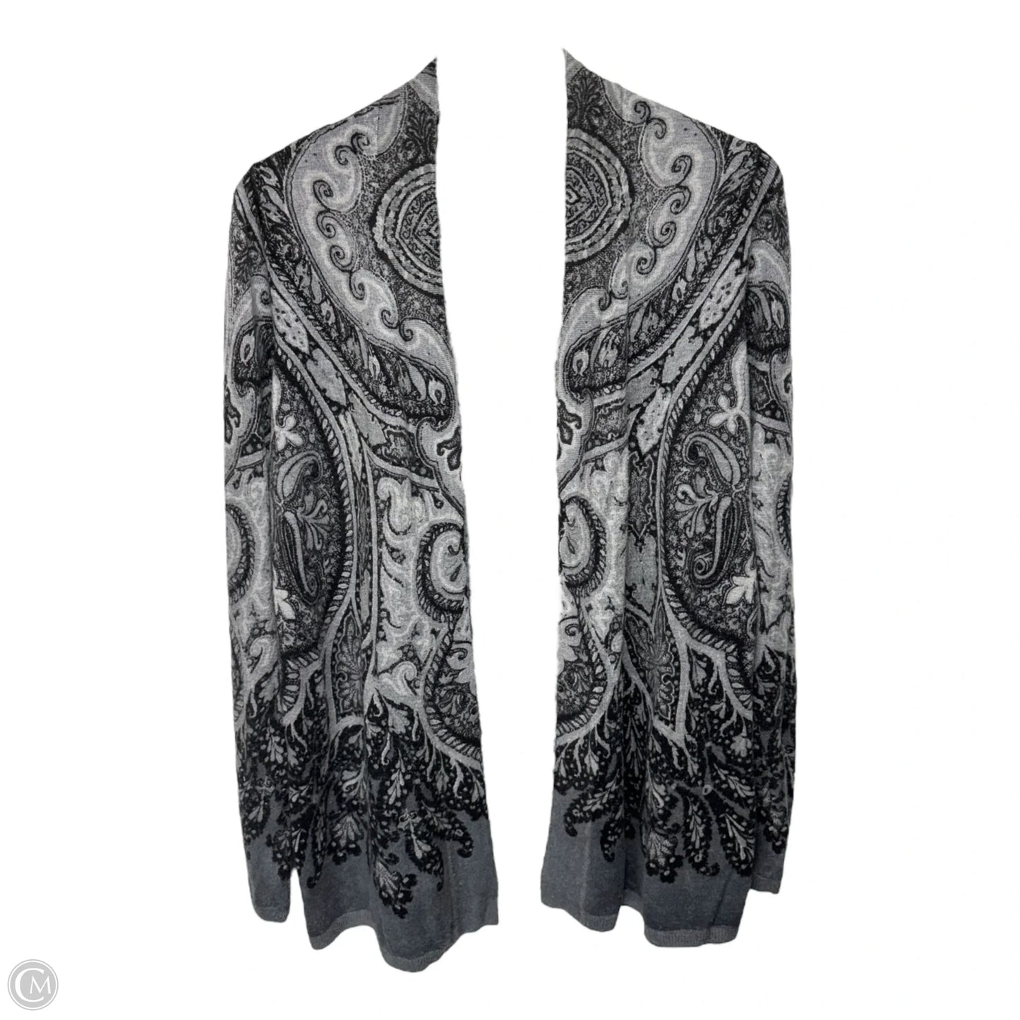Sweater Cardigan By Talbots In Black & Grey, Size: M