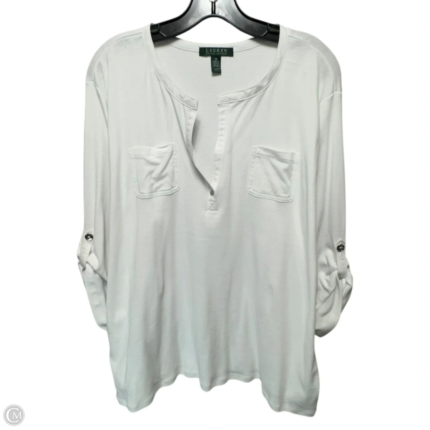 Top Short Sleeve By Lauren By Ralph Lauren In White, Size: 3x