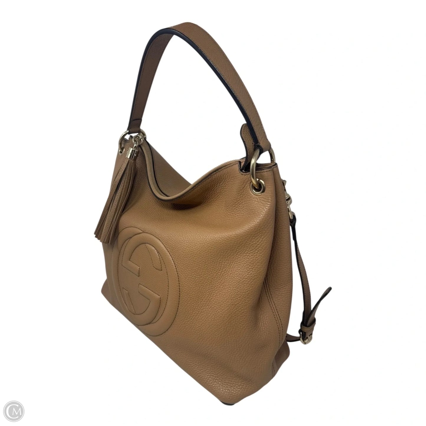 Soho Pebbled Leather Convertible Hobo Bag Luxury Designer By Gucci, Size: Large