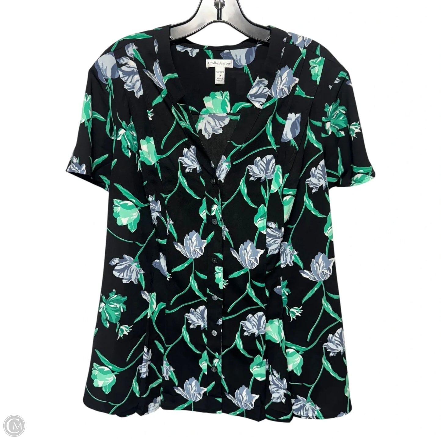 Top Short Sleeve By Croft And Barrow In Floral Print, Size: 1x