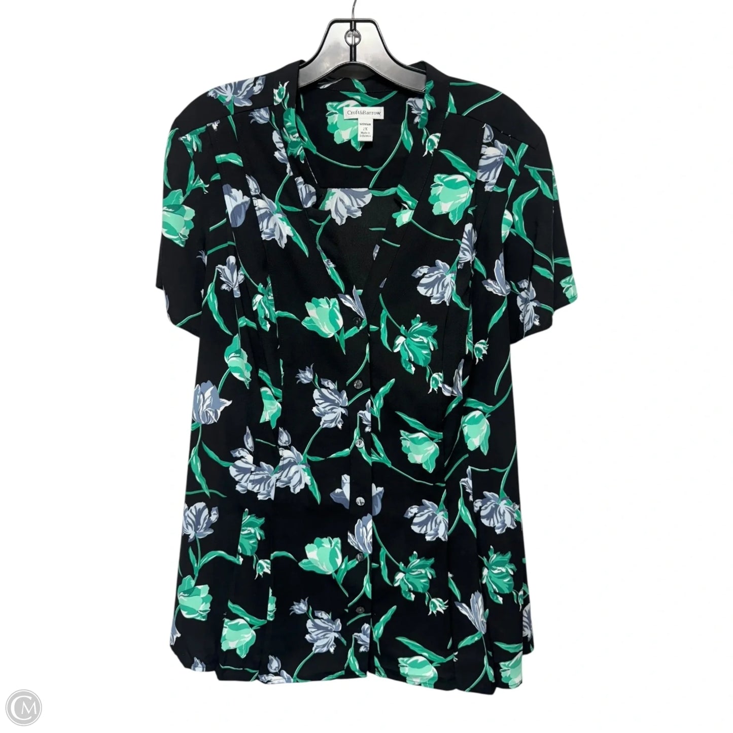 Top Short Sleeve By Croft And Barrow In Floral Print, Size: 2x