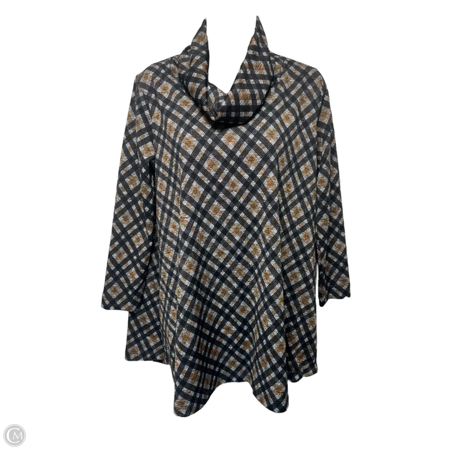 Tunic 3/4 Sleeve By John Mark In Black & Gold, Size: S