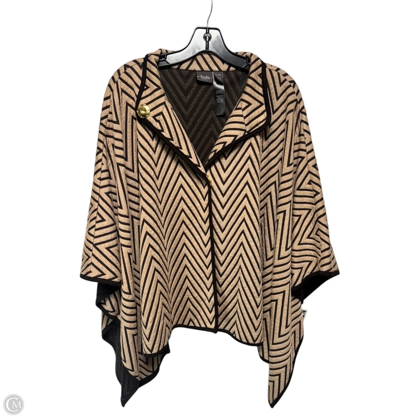 Jacket Poncho By Chicos In Striped Pattern, Size: M