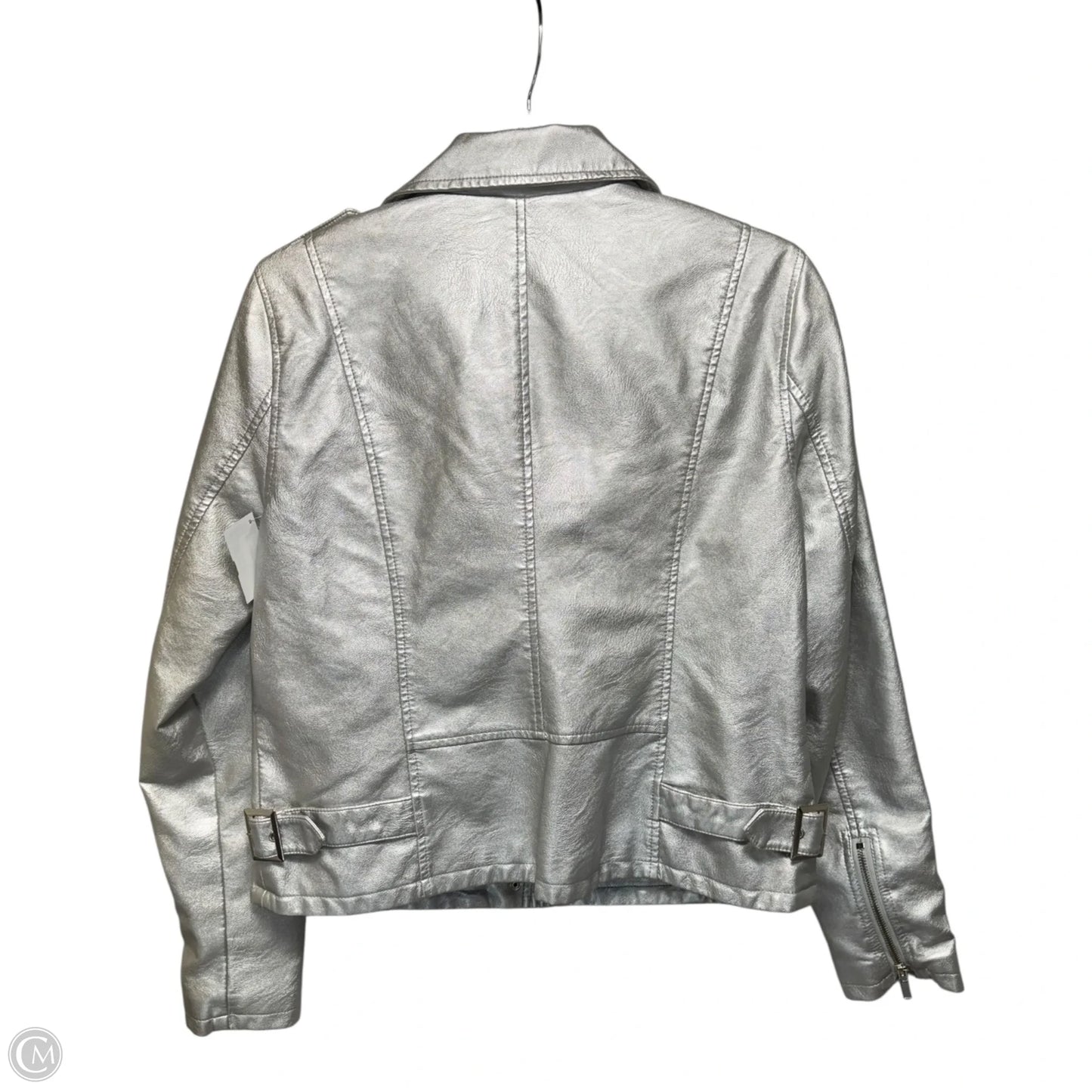 Metallic Jacket Moto By Baccini In Silver, Size: M