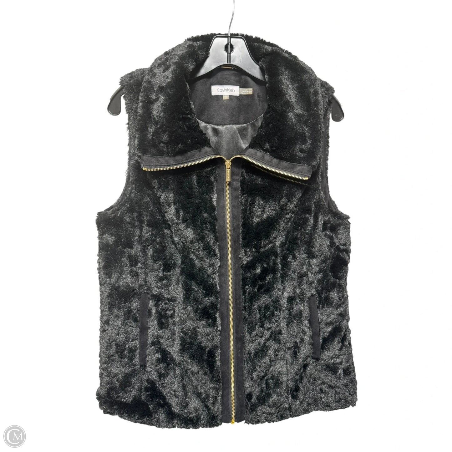 Vest Faux Fur & Sherpa By Calvin Klein In Black, Size: M
