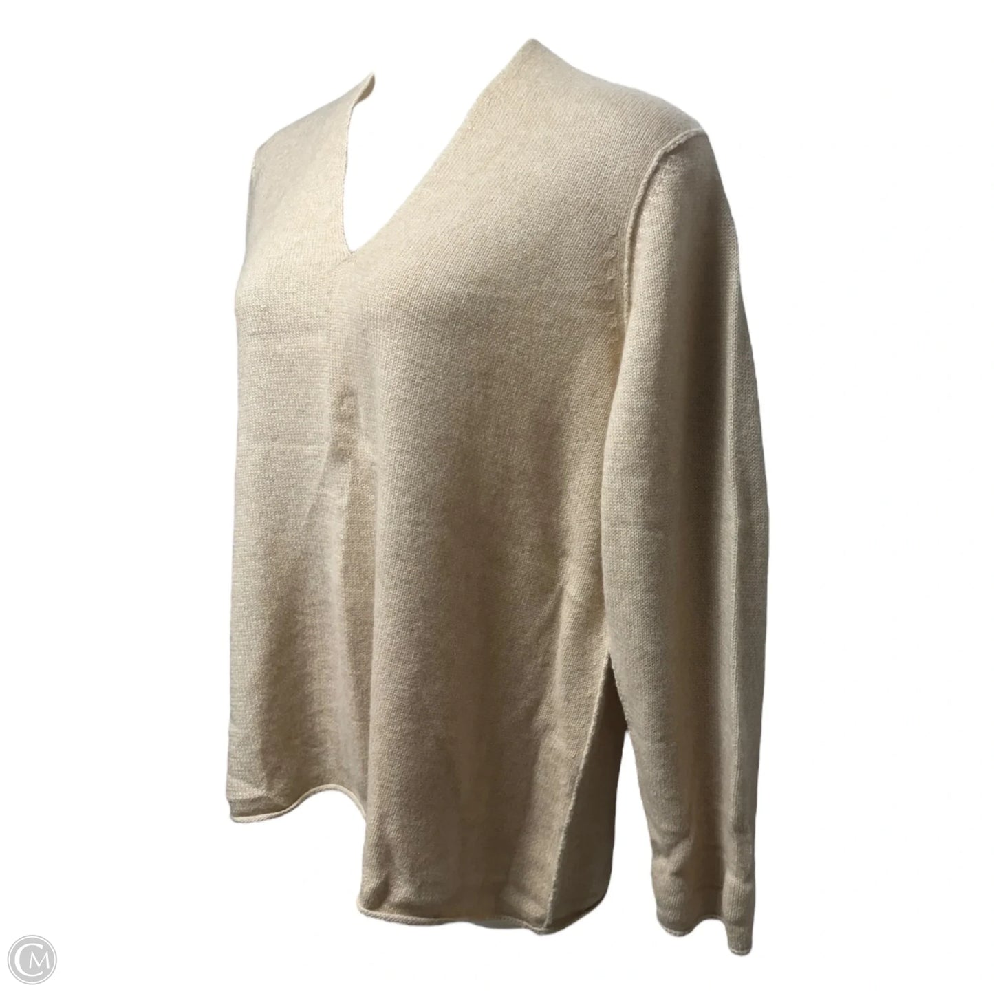 High Back V-Neck Top Sweater Cashmere By Eileen Fisher In Cream, Size: Xl
