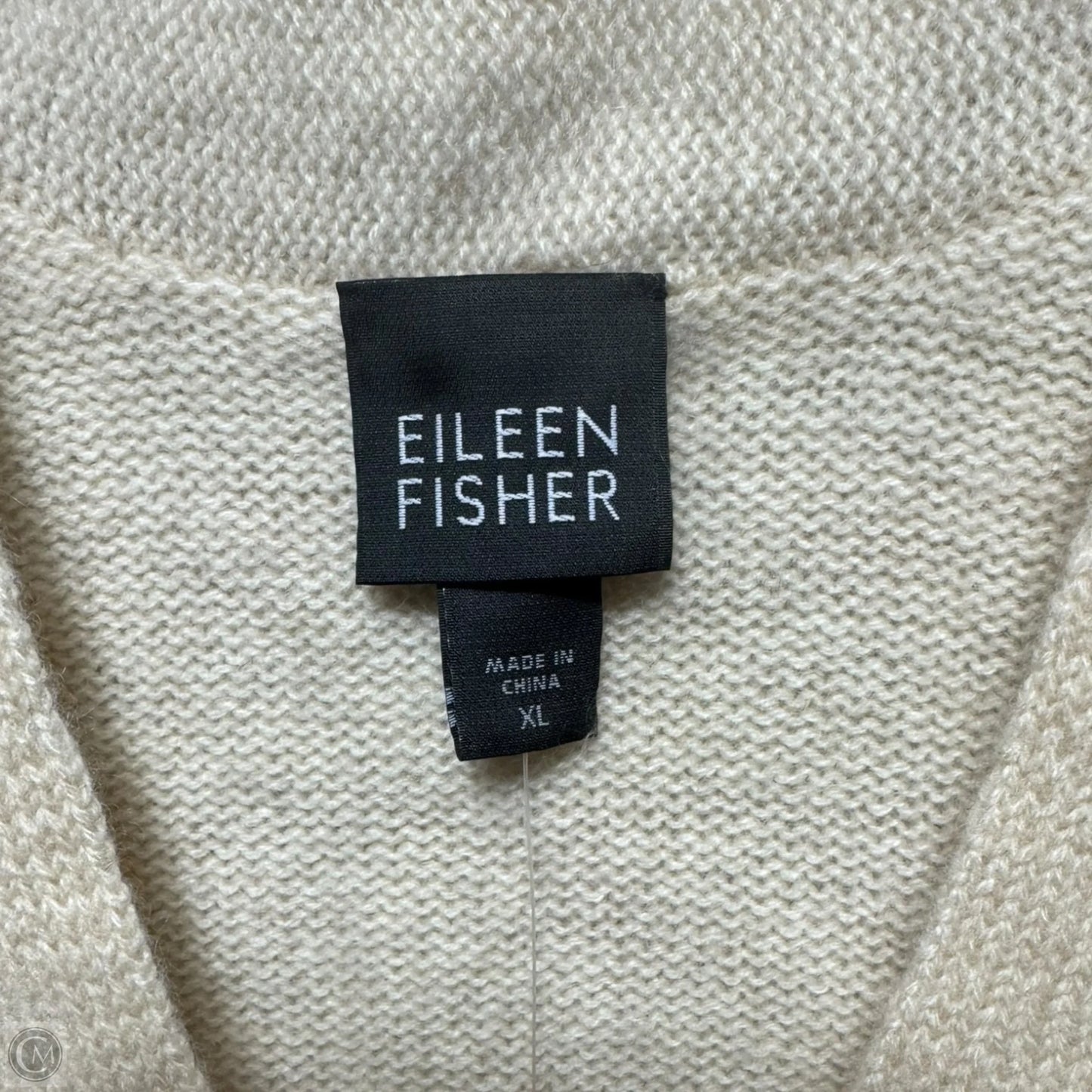 High Back V-Neck Top Sweater Cashmere By Eileen Fisher In Cream, Size: Xl
