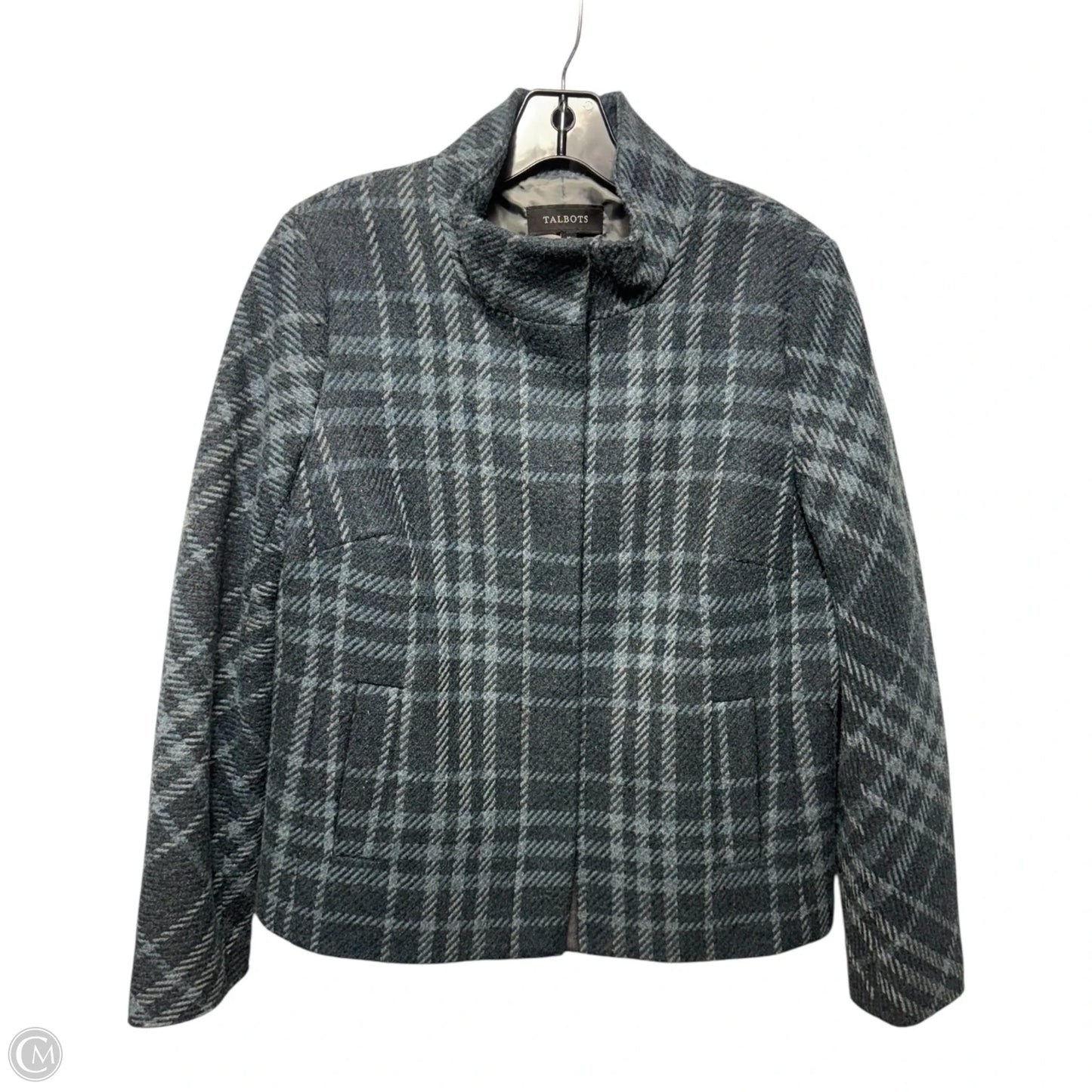 Wool Blend Jacket By Talbots In Plaid Pattern, Size: 10