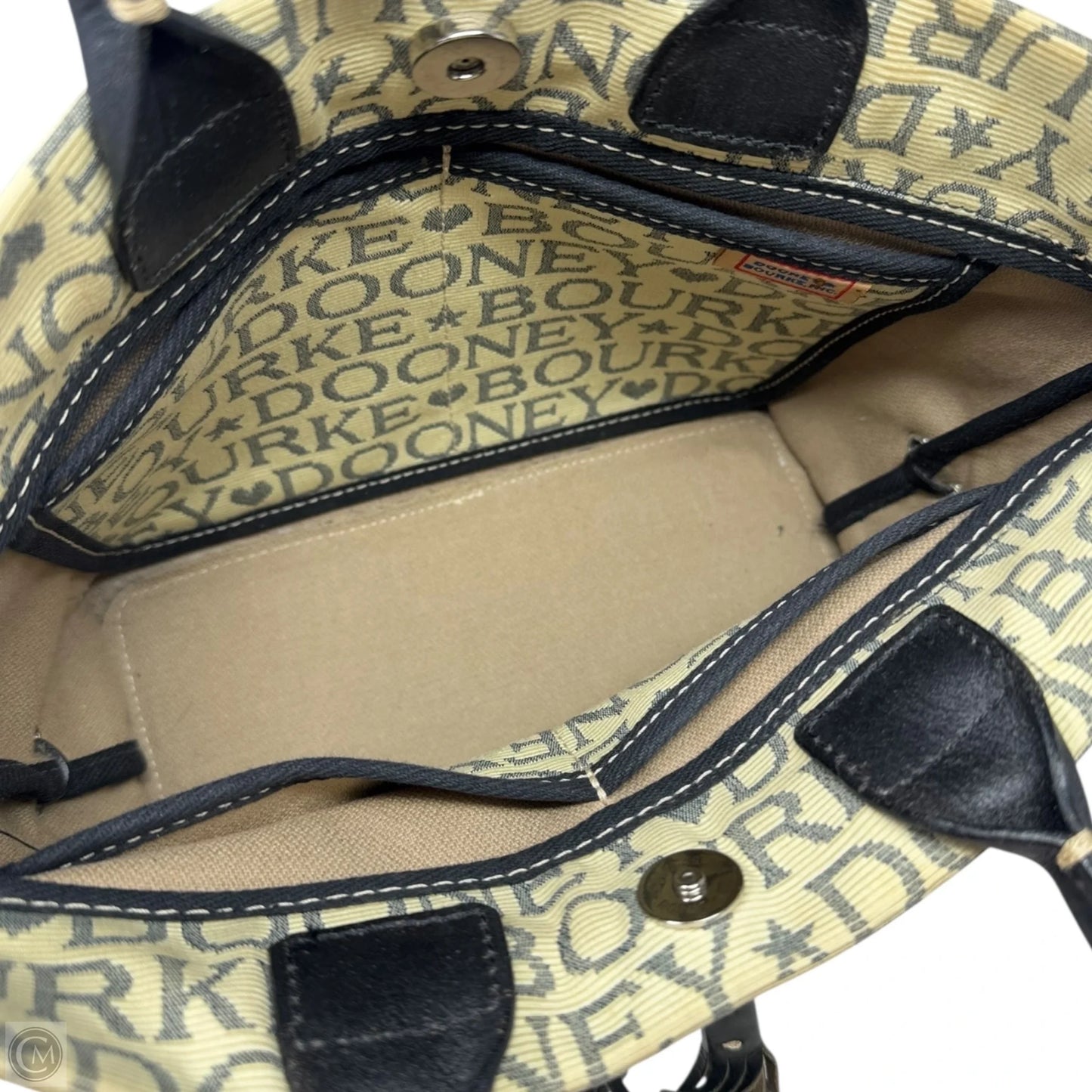 Vintage Signature Canvas Handbag Designer By Dooney And Bourke, Size: Small
