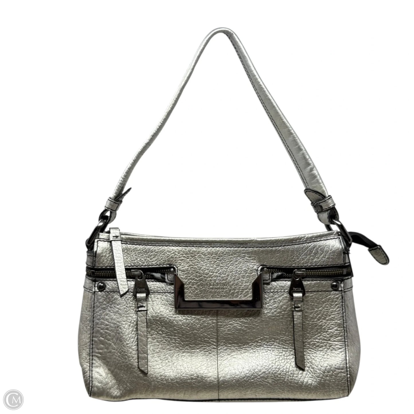 Metallic Leather Shoulder Bag By Perlina, Size: Medium
