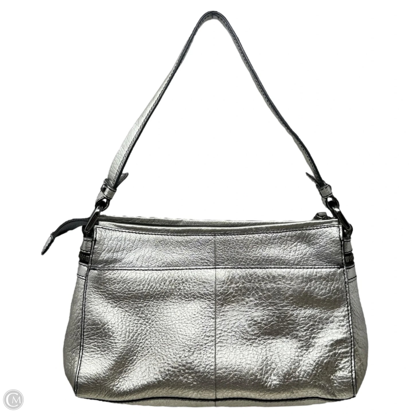 Metallic Leather Shoulder Bag By Perlina, Size: Medium